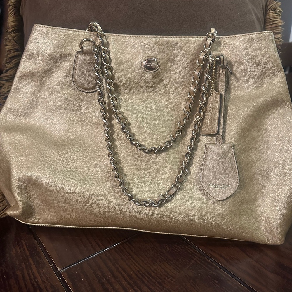 Coach Metallic Gold Tote Bag